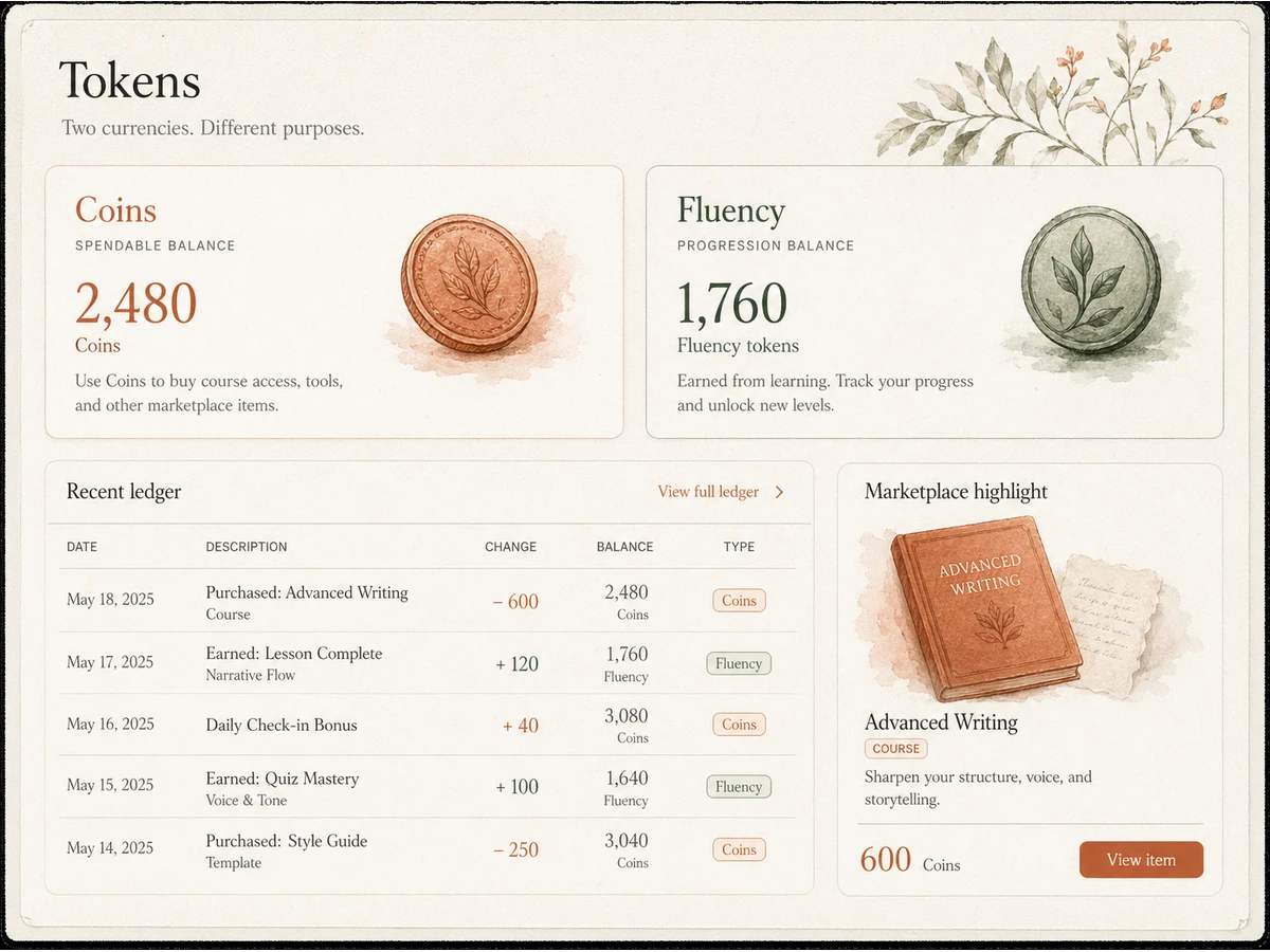Tokens widget preview