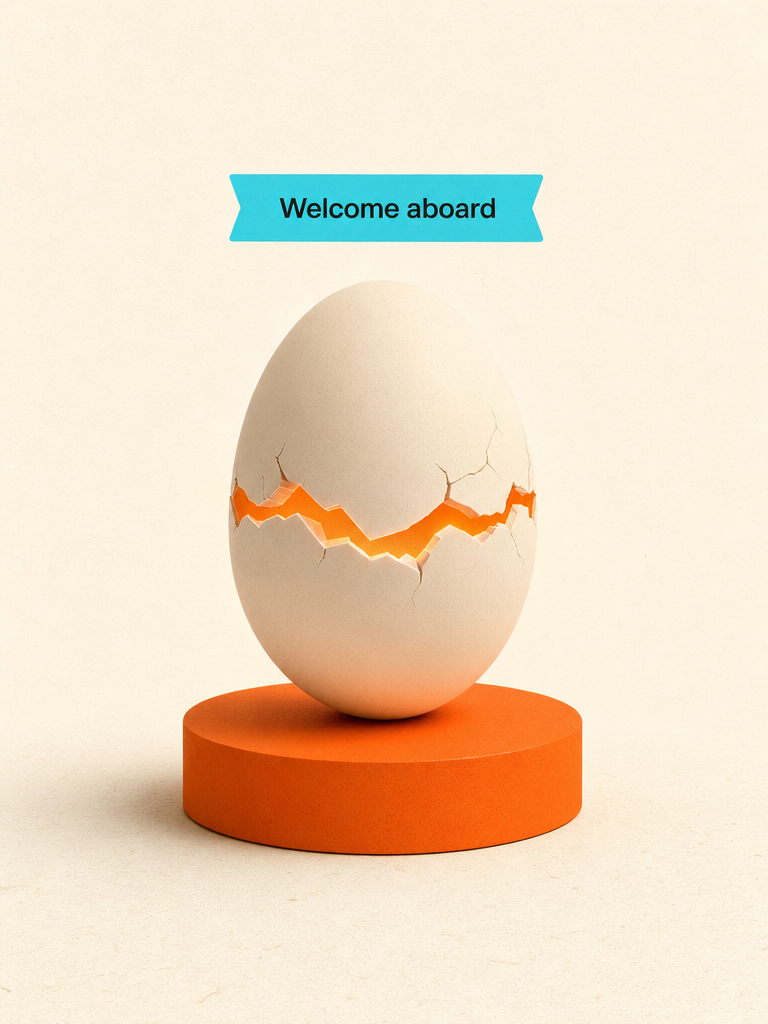 Hatching egg ceremony for a new employee